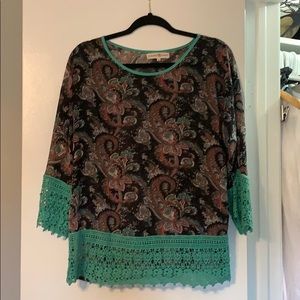 S Altar’d State Patterned shirt with Seafoam Green